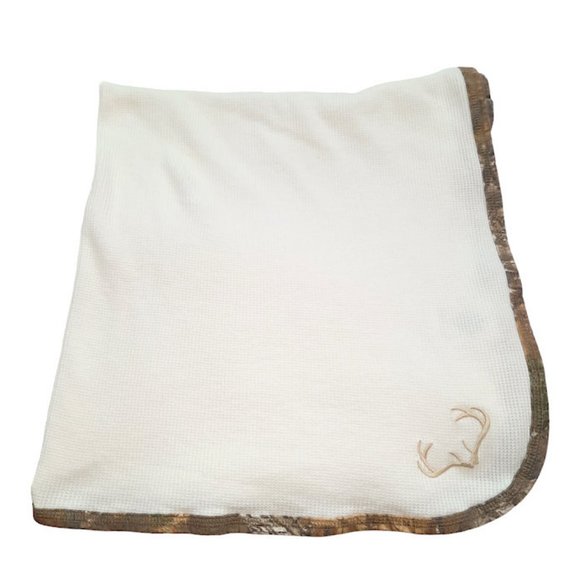 Creative Knitwear Camo Deer Horns Thermal Waffle Weave Blanket 30" X 33" - Picture 1 of 6